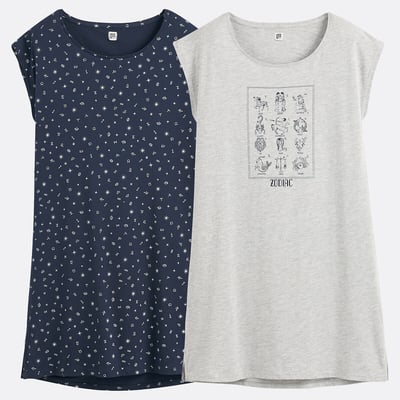 Lote de 2 camisas de dormir, em algodão SO'HOME