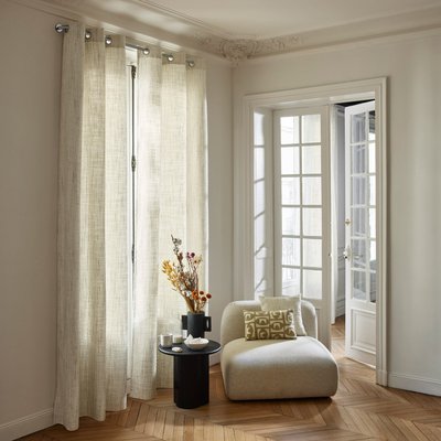 Rideau Merybelle Tamisant en Jacquard effet tweed bouclé Blanc 137x280 cm MADURA