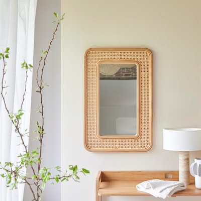 Miroir en teck massif et Cannage CÔME TIKAMOON