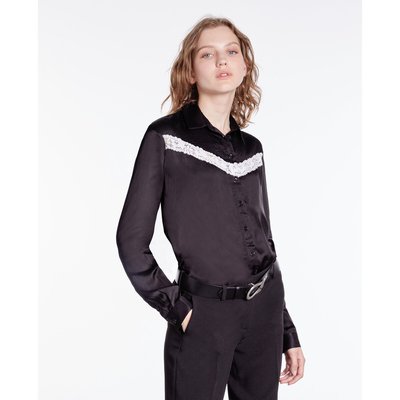 Chemise satinée, dentelle et manches longues THE KOOPLES