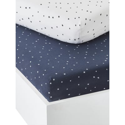Lot de 2 draps-housses en coton VERTBAUDET