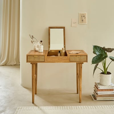 Coiffeuse en bois de manguier et cannage  FELICIE BERAH GETAH
