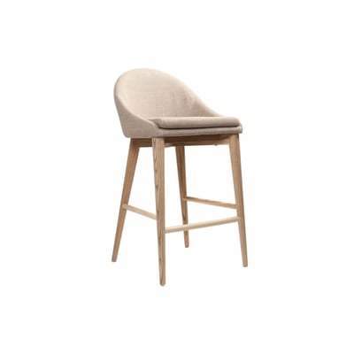 Tabouret de bar design en tissu beige et bois clair H66.5 cm DALIA MILIBOO