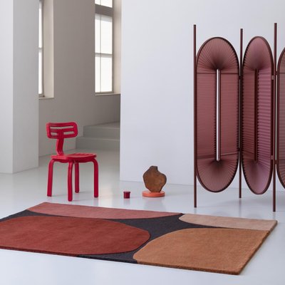 Tapis salon et chambre fait main en laine motif rétro-vintage UN AMOUR DE TAPIS