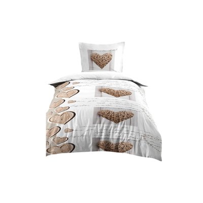 Housse de couette + taie Charming coeur EDEN