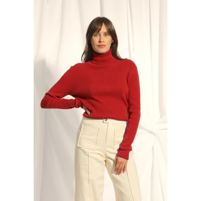 Pull Col Roulé Rouge Lanais JUST CASHMERE