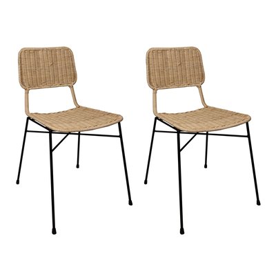 Lot de 2 chaises en rotin et pieds en métal, SUZIE NOW'S HOME
