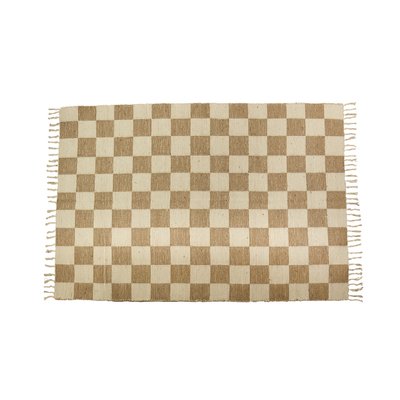 Tapis déco damier à franges en coton et jute ALIBI FUTURE HOME