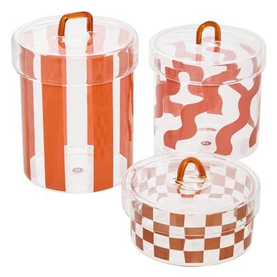 Lot de 3 boîtes déco rondes en verre HOMY ATMOSPHERA