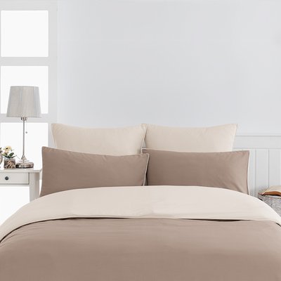 Parure housse de couette bicolore + 2 taies 65x65 cm percale DOZMARY SENSEI MAISON