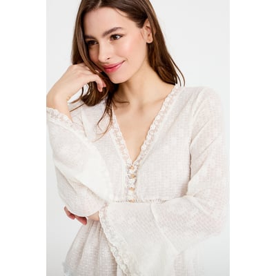Blouse ajustée col v manches longues CACHE CACHE