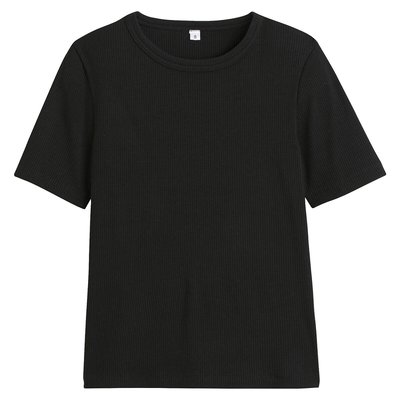 Finely Ribbed T-Shirt with Crew Neck LA REDOUTE COLLECTIONS