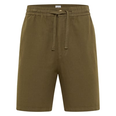 Short Chino kaki uni en coton et lin mélangé avec une coupe droite MUSTANG