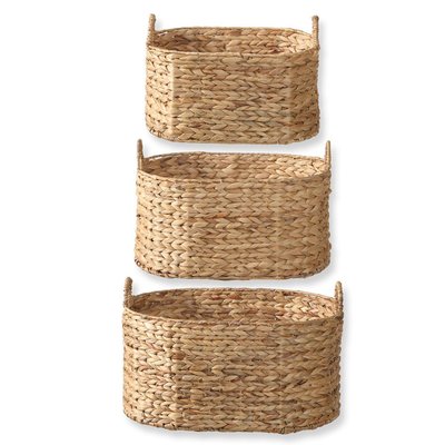 Lot de 3 Paniers Emboîtables en Jacinthe d'eau avec poignées CALICOSY