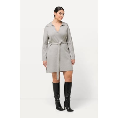 Robe en maille avec ceinture. Col chemise ULLA POPKEN