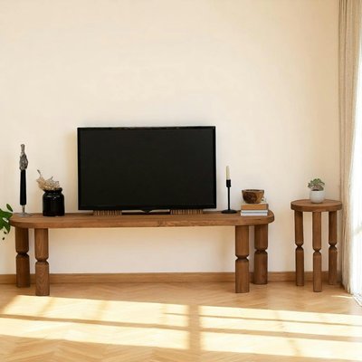 Banc TV en bois marron - pieds tournés, 140 cm BOMA PIER IMPORT