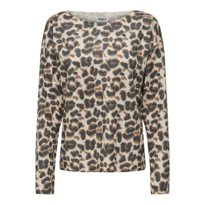 Maglione collo a barchetta, stampa leopardata ONLY