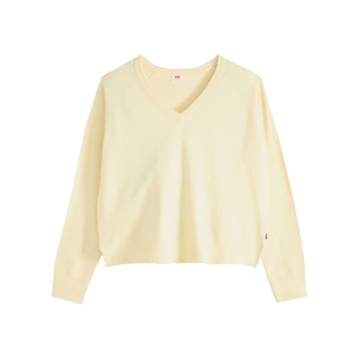 Pull jaune à coupe ajustée pourvu d'un col v et de manches longues LEVI'S