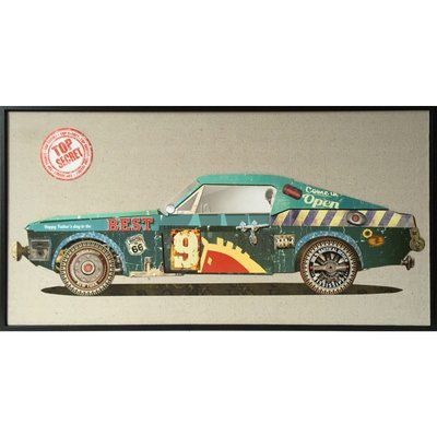 Tableau vintage voiture de course patchwork ARTE ESPINA