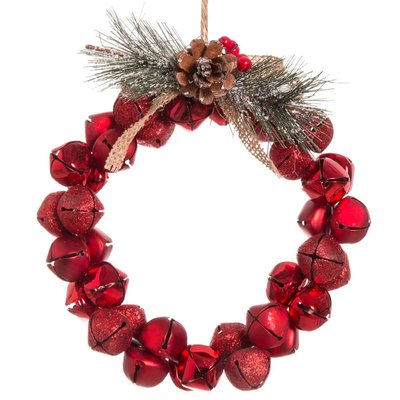 Couronne de l'Avent décoration Noël grelots rouges WADIGA