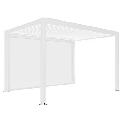 Pergola bioclimatique adossée 4x3m motorisée/éclairée en aluminium blanc avec 1, 2 ou 3 stores, KAVALA OVIALA