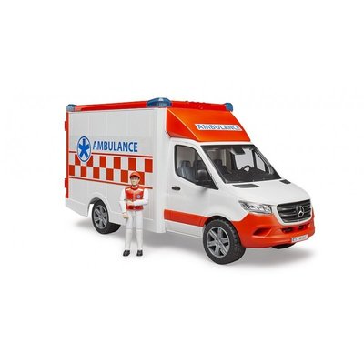 Véhicule Ambulance Mercedes Benz Sprinter avec conducteur et module son et lumière BRUDER