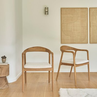 Lot de 2 chaises en teck massif assise bouclette  AMBRE BERAH GETAH