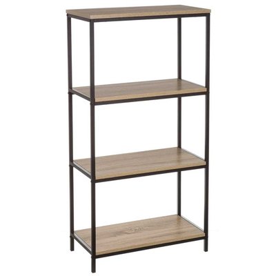 Étagère Métal Noir et Bois 4 Étages - Hauteur 116cm WADIGA