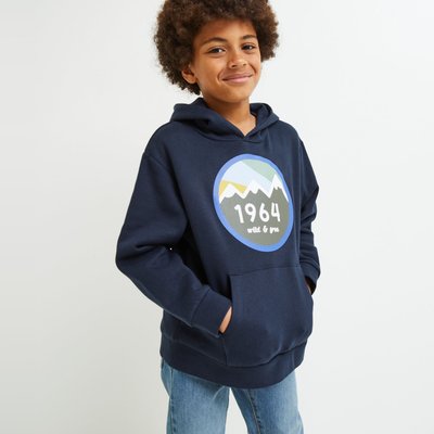 Sweat à capuche uni avec imprimé en coton BIO MONOPRIX KIDS