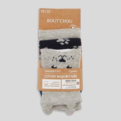 Lot de 3 paires de chaussettes à motifs contenant du coton BIO BOUT'CHOU