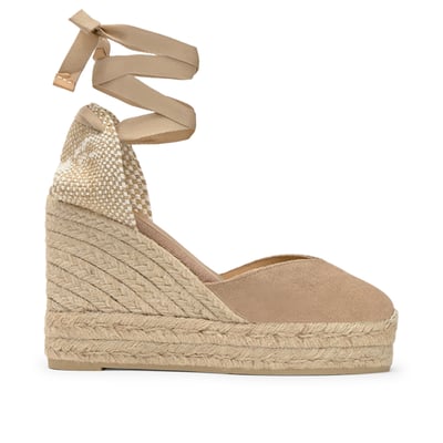 Espadrilles compensées en jute tressée à découpe en V CHIARA EXTRA PLATFORM CASTANER