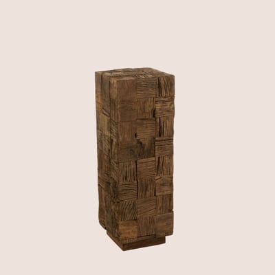 Sellette en bois foncé recyclé H90 - ICA HELLIN, DEPUIS 1862