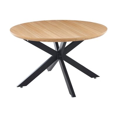 Table extensible ronde en bois avec pieds en acier noir - MILADY MATHI DESIGN