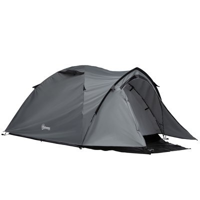 Tente de camping 2-3 personnes fibre verre polyester PE gris OUTSUNNY
