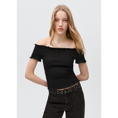 Top drapé épaules dénudées MANGO TEEN