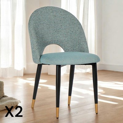 Chaise salle à manger tissu quadrillé bleu clair (lot de 2) MALMOE PIER IMPORT