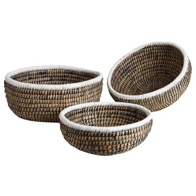 Corbeilles rondes en jonc naturelles, noires et blanches (lot de 3) AUBRY GASPARD