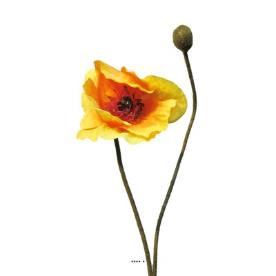 Pavot artificiel H60cm 1 fleur et 1 bouton S ARTIFICIELLES