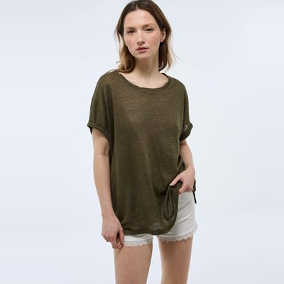 T-shirt col rond en lin jersey MONOPRIX