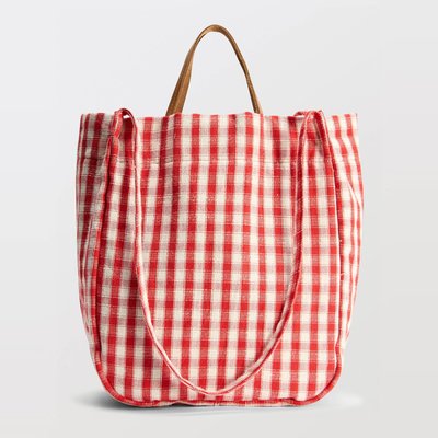 Cabas vichy porté travers bi-matière MONOPRIX