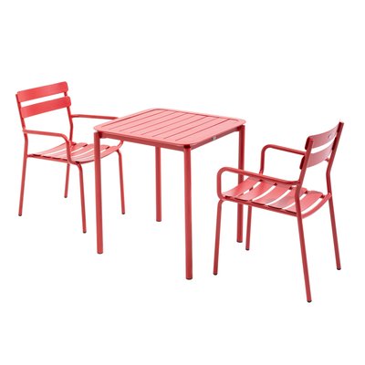 Salon de jardin table et 2 fauteuils en aluminium, ALMADA OVIALA