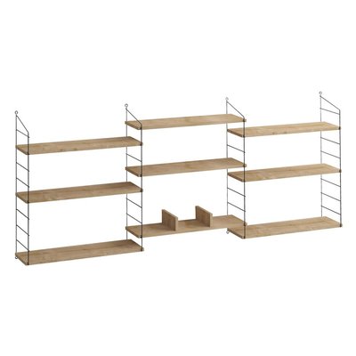 Etagère murale suspendue 9 tablettes décor chêne L216 cm - Laba CALICOSY