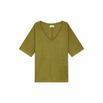 Hanina linen t-shirt with v-neck and short sleeves DES PETITS HAUTS