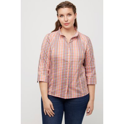Blouse, carreaux, coupe Slim, col jabot ULLA POPKEN