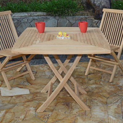 Table pliante carrée en teck massif Cardif 90 x 90 cm TECK ATTITUDE