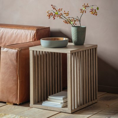 Bharhut Japandi Slatted Side Table SO'HOME