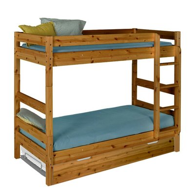 Pack lit superposé séparable gigogne avec matelas Bois massif  AARON AKITEN RETAIL