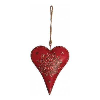 Coeur rouge en métal et corde à suspendre 20 cm AUBRY GASPARD