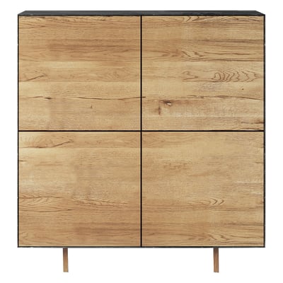 Meuble haut 4 portes céramique  et chêne ZAGO