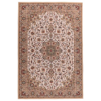 Tapis d'orient floral Dolna tissé laine naturelle THEKO